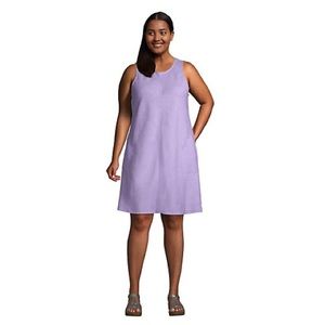 NWT Land’s End Lavender linen sleeveless swing dress - 3X purple lilac